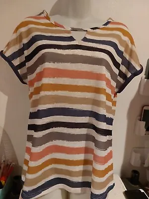Buy George. Multi Colour Stripe T-shirt.  Size 8 • 1.80£