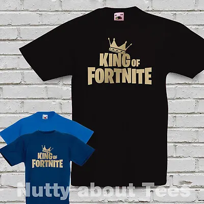Buy Kids King Of Fornite Victory Royale T Shirt Gold Print Fornite Gaming Tee • 9.99£
