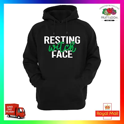 Buy Resting Witch Face Hoodie Hoody Funny Halloween Moody Sassy Bitch Scary Ghost • 24.99£