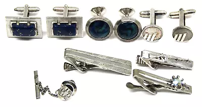 Buy 10pcs Cufflinks Tie Pin & Clips Men Silver Jewelry Lot Formal Wear Accessories • 16.06£