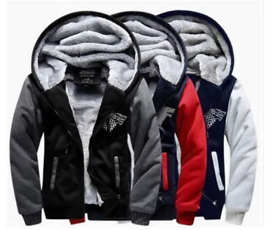 Buy Game Of Thrones House Stark Wolf LOGO Men Winter Hoodie Coat Sweater Jacket • 47.59£