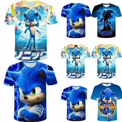 Buy Kids Boys Girls Sonic The Hedgehog 3D Print Tee Short Sleeve T-Shirt Casual Top◢ • 10.41£