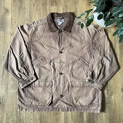 Buy Vintage Fila Field Jacket 90s Size XL Brown Chore Hunting Workwear • 35£