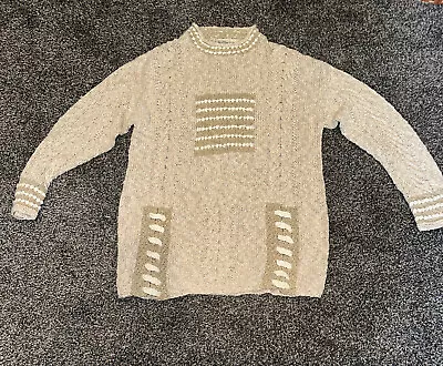 Buy Tivoli Handknit Sweater Womens Linen/Cotton M/L Light Brown/WhitePullover Winter • 46.11£