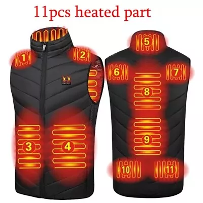 Buy 11 Heating Thermal Coat Heated Vest Jacket Electric USB Power Vest UNISEX Vest • 10.39£