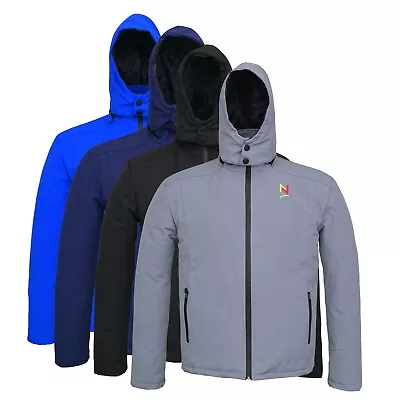 Buy Mens Soft Shell Fleece Full Zip Jacket Wind/Rain Resistant Hoodie Quilt Linning • 14.99£