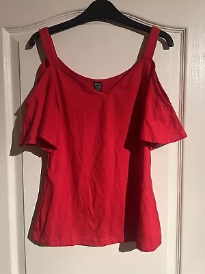 Buy Shein Size Medium Red Cold Shoulder Smart Dressy Tshirt (bs1)  • 9£