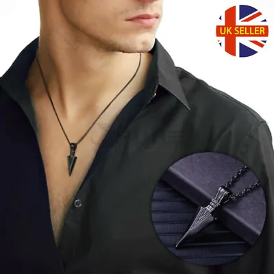Buy Hypoallergenic Viking Retro Primal Punk Arrowhead Pendant Black Necklace Jewelry • 3.99£