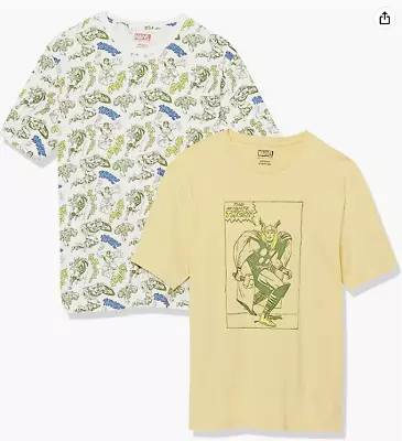 Buy Disney Marvel 2-Pack T-Shirts Mens XL Logo Crew-Neck Yellow/White Tee • 9£