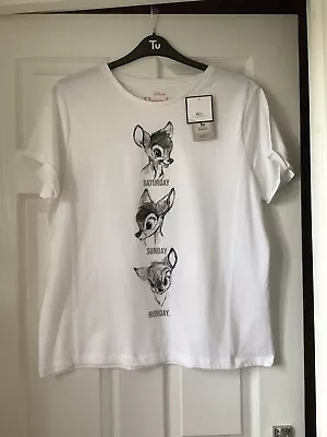 Buy Disney Bambi White T Shirt Top Size 16  Brand New • 8£