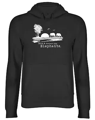 Buy Protect The Elephants Hoodie Mens Womens Sunset Drop Save Wildlife Top Gift • 17.99£