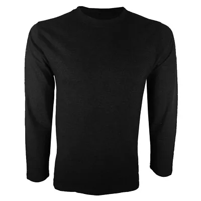 Buy PACK OF 2 X Mens T Shirts Crew Neck Long Sleeve Plain Tee Shirt • 9.99£
