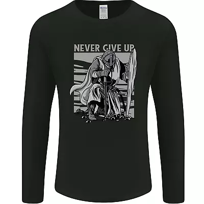 Buy Teutonic Knight Never Give Up Crusader Gym Mens Long Sleeve T-Shirt • 12.99£