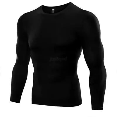 Buy Mens Compression Base Layer Top Long Sleeve Thermal Tight Tops Sports Gym Shirts • 9.73£