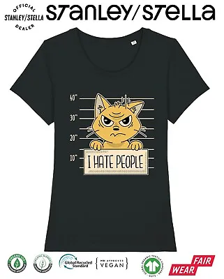 Buy I Hate People Funny Cat T-Shirt Womens Pet Gift / Premium Quality • 8.99£