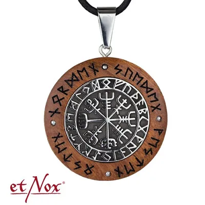 Buy Real Etnox Viking Compass Pendant Wood Stainless Steel Symbol Jewelry - New • 28.48£