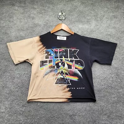 Buy Pink-Floyd Bleached Crop-Top Shirt Small Black Dark Side Of Moon Tour Merch • 12.28£