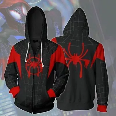 Buy Spiderman Into The Spider Verse Miles Morales Cosplay Zipper Hoodie Coat Sweater • 20.80£