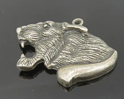 Buy 925 Sterling Silver - Vintage Dark Tone Wild Cat Open Mouth Pendant - PT9121 • 28.26£