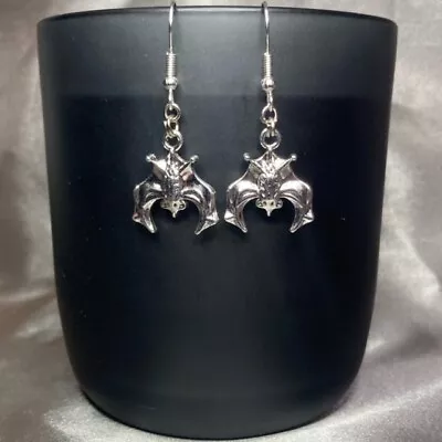 Buy Handmade Silver Bat Earrings Gothic Gift Jewellery Women Woman Ladies Girl • 4£