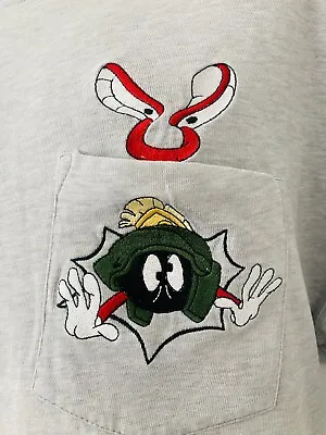 Buy Vintage Looney Tunes Marvin The Martian T-Shirt Warner Bros Studio Store L Grey • 19.99£