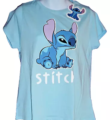 Buy Lilo & Stitch-Stitch T Shirt-Light Blue Cotton-14 • 5.99£