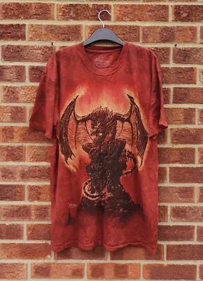 Buy Vtg Red The Mountain Tshirt Black Dragon Top Tie Dye Game Of Thrones Gothic L • 30£