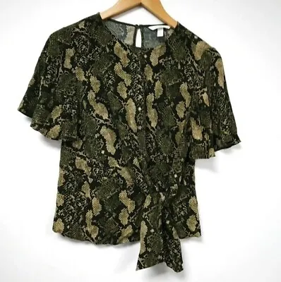 Buy H&M Size UK 6 Animal Snake Print T-shirt Top Short Sleeve Party Green Holiday  • 4.89£