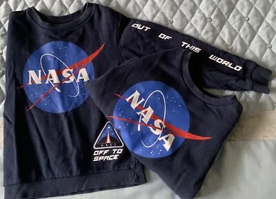 Buy Twin Boys Sweatshirts M&S Size 3-4 Yrs NASA Logo & Out Of This World Design • 9.99£