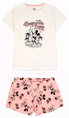 Buy Ladies DISNEY MICKEY MOUSE Pyjamas 6-24 Summer T-Shirt Shorts Nightwear Primark • 17.99£