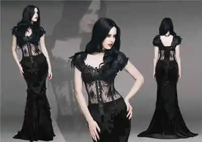 Buy EVA LADY Gothic Women's Roses Mesh Sexy Corset T-Shirt Steampunk Black Prom Tops • 89.99£