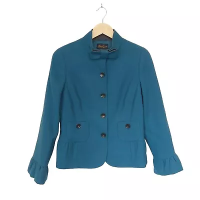 Buy Luisa Spagnoli Teal Blue Green Wool Blazer Jacket Size 46 UK14 • 4.99£