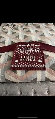 Buy Unisex Christmas Burgundy Merry Christmas You Filthy Animal Jumper M/L • 9.99£