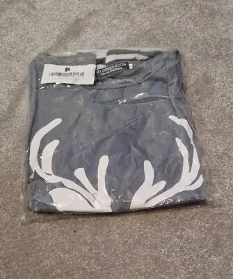 Buy Christmas Jumper - Grey Size L Deer Striped Sleeve • 6.99£