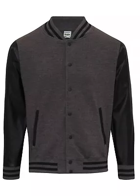 Buy AWDis Varsity Jacket Grey/Black JH042 Brand New. Xs,s,m,l,xl,xxl,xxl • 10.95£