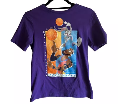 Buy Space Jam 2 Youth L New Legacy Lebron James Animated Purple Tune Squad Shirt • 8.89£