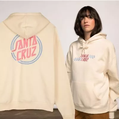 Buy SANTA CRUZ  Womens Hoodie Check Alt Dot - Size 8 - Skateboard / Surf Hood  Chalk • 59.99£