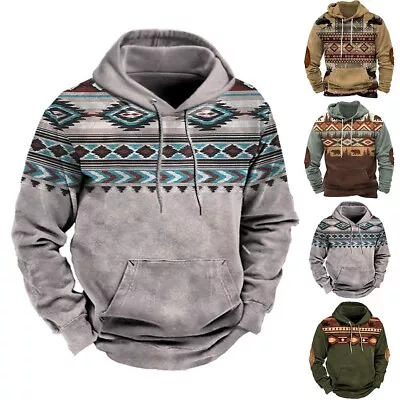 Buy Stylish Men's Loose Fit Hooded Sweatshirt Long Sleeve Sporty Pullover Top • 27.37£