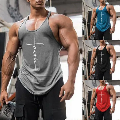 Buy Gym Vest Racerback Bodybuilding Muscle Shirts Stringer Plain Tank Tops Fitness • 6.56£