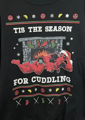 Buy Marvel Deadpool Men's XXL 50/52 Ugly Christmas Sweatshirt Black Season Cuddling • 15.13£