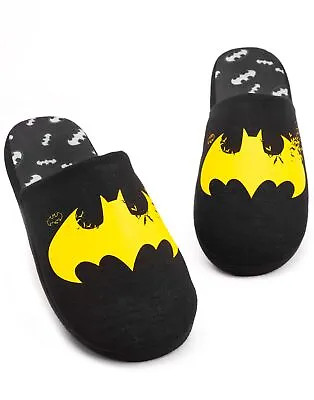Buy DC Comics Batman Slippers Mens Dark Knight Yellow Logo House Shoes • 16.95£