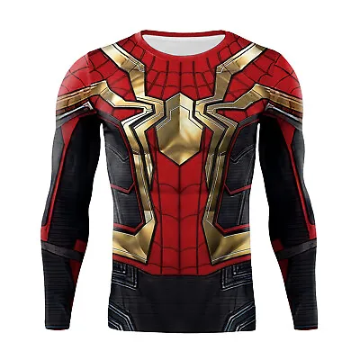 Buy Spiderman No Way Home Long Sleeves T-Shirt Cosplay Superhero Mens Sports Tops • 12.60£