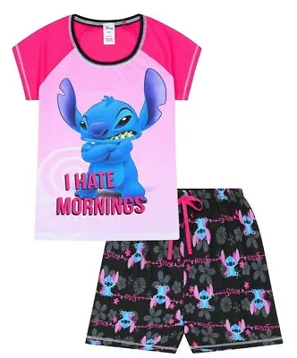 Buy Womens Disney Lilo And Stitch I HATE MORNINGS SHORT Ladies Pyjamas Pjs • 16.99£