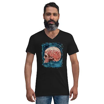 Buy Side Of Mystical Blood Skull Voodoo Goth Fashion Short Sleeve V-Neck T-Shirt • 27.67£