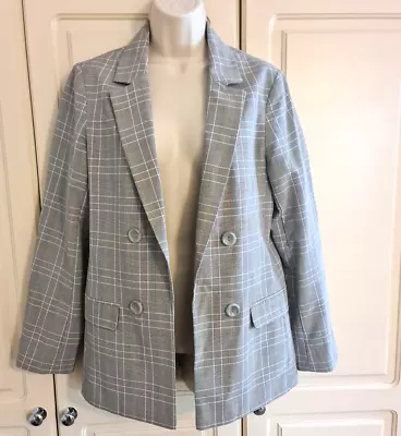 Buy Lovely Ladies Size 10 M &Co Lightweight Grey Check Jacket Blazer • 7.99£
