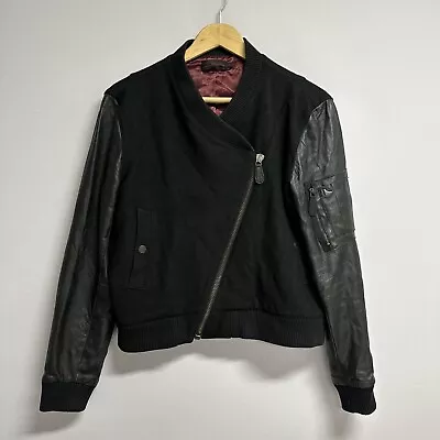 Buy Dr Martens Black Leather & Wool Asymmetrical Bomber Jacket. Size Medium • 59.99£