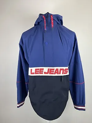 Buy Lee Jeans - Men's  1/2 Zip Hooded Anorak Jacket Blue & Black - M • 44£