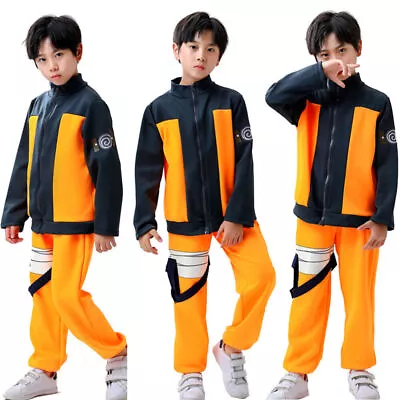 Buy Uzumaki Naruto Kids Boys Cosplay Party Costume Jacket Pants Halloween Clothes • 25.66£