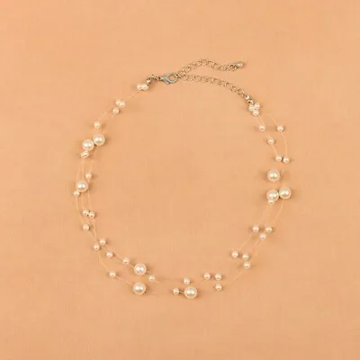 Buy Pearl Crystal Gold Bridesmaid Jewellery Bridal Wedding Flower Necklace Gift • 3.99£