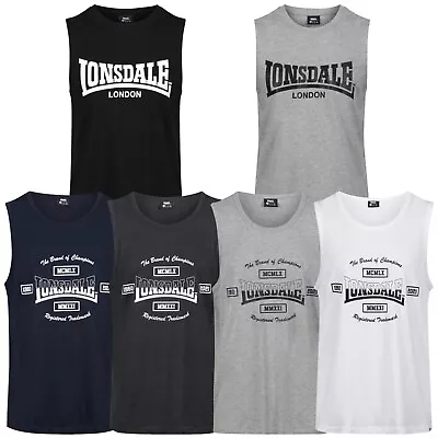 Buy Mens Lonsdale Vest Sleeveless T Shirt Gym Summer Muscle Training Sports Tank Top • 5.99£